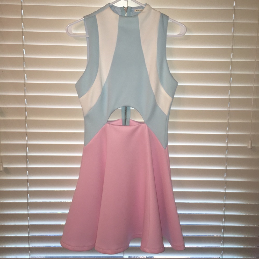 Blue pink and white dress